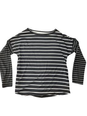 Made for Life Striped Long Sleeve Crew Neck Tee -  black/white Size Medium